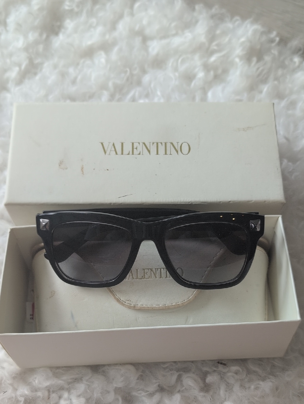 Valentino Black Square-Edge Sunglasses